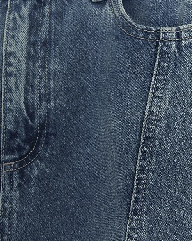 River Island high waisted stove pipe straight jeans Blue Clearance