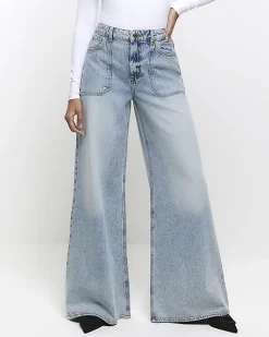 River Island high waisted wide leg jeans Blue Best