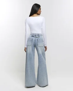River Island high waisted wide leg jeans Blue Best