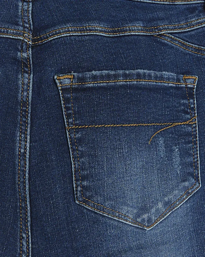 River Island mid rise bum sculpt patch skinny jeans Blue Best