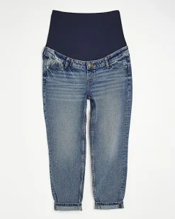 River Island mid rise maternity mom jeans Blue Hot