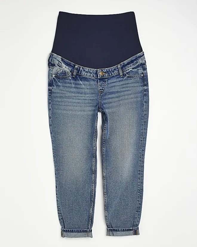 River Island mid rise maternity mom jeans Blue Hot