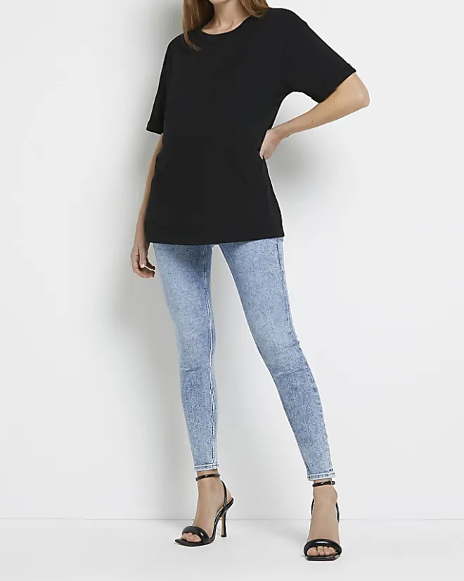 River Island mid rise maternity skinny jeans Blue Outlet