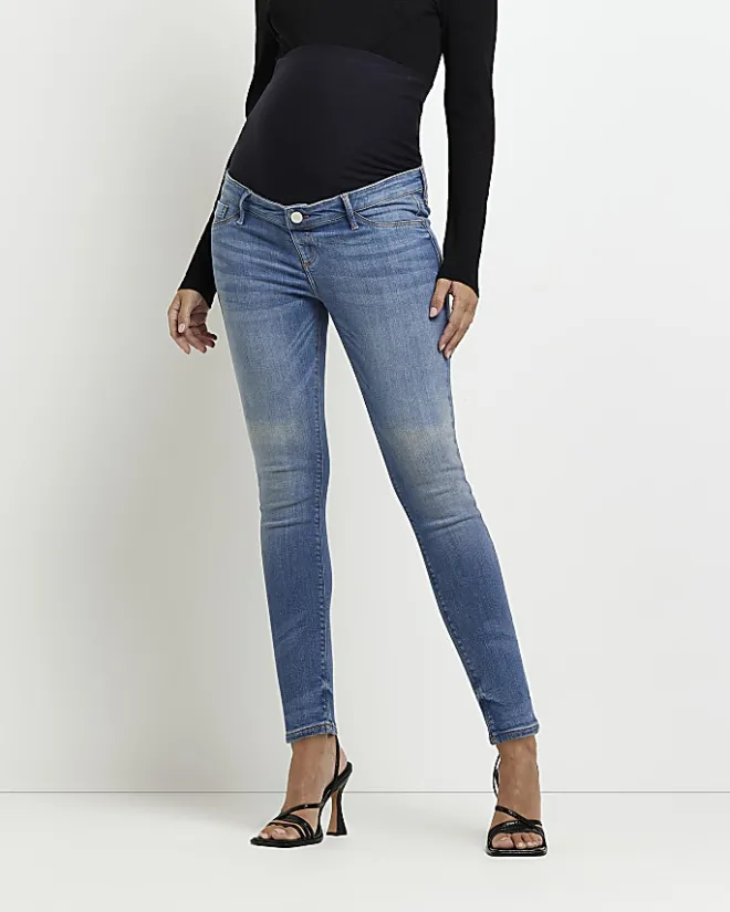 River Island mid rise maternity skinny jeans Blue Sale