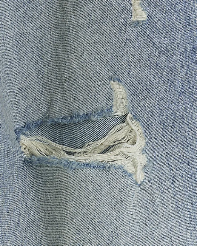 River Island mid rise ripped wide leg jeans Blue New