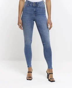 River Island mid rise super skinny fit jeans Blue Outlet