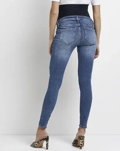 River Island Molly mid rise maternity skinny jeans Blue Clearance