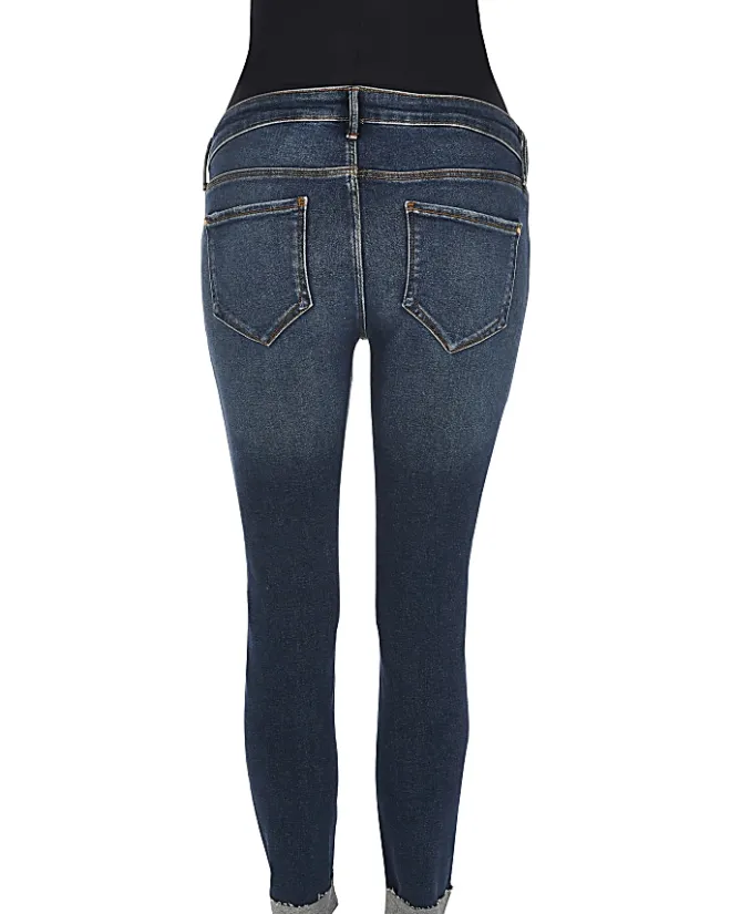 River Island Molly ripped maternity skinny jeans Blue Sale
