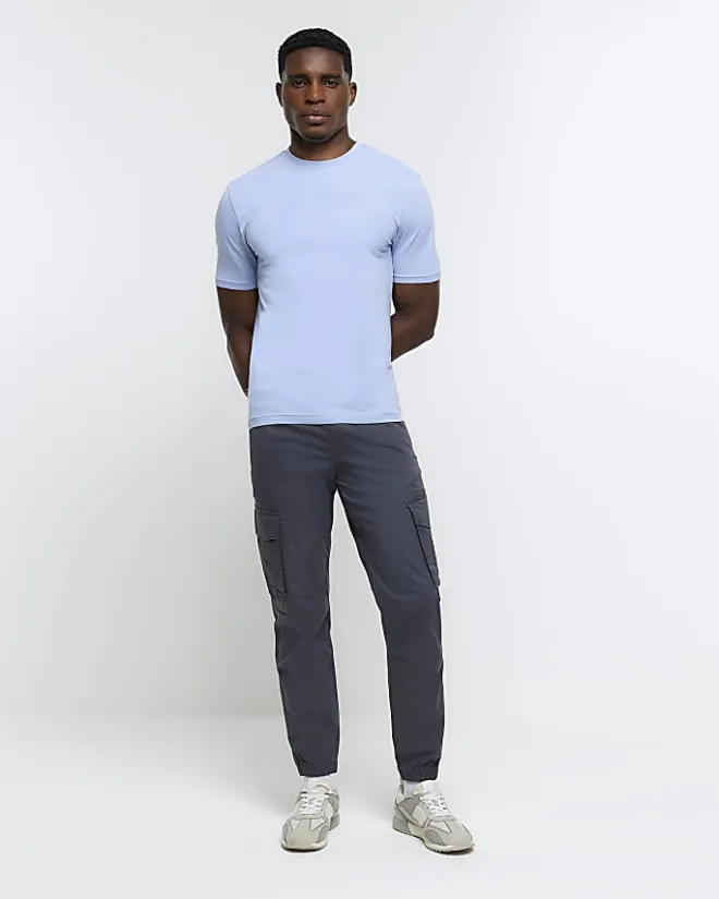 River Island muscle fit t-shirt Blue Hot