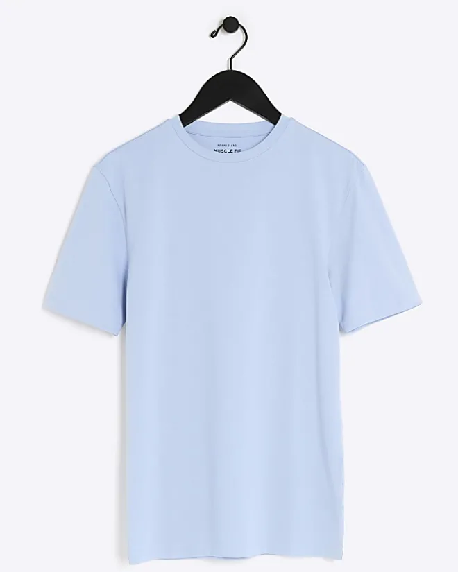 River Island muscle fit t-shirt Blue Hot