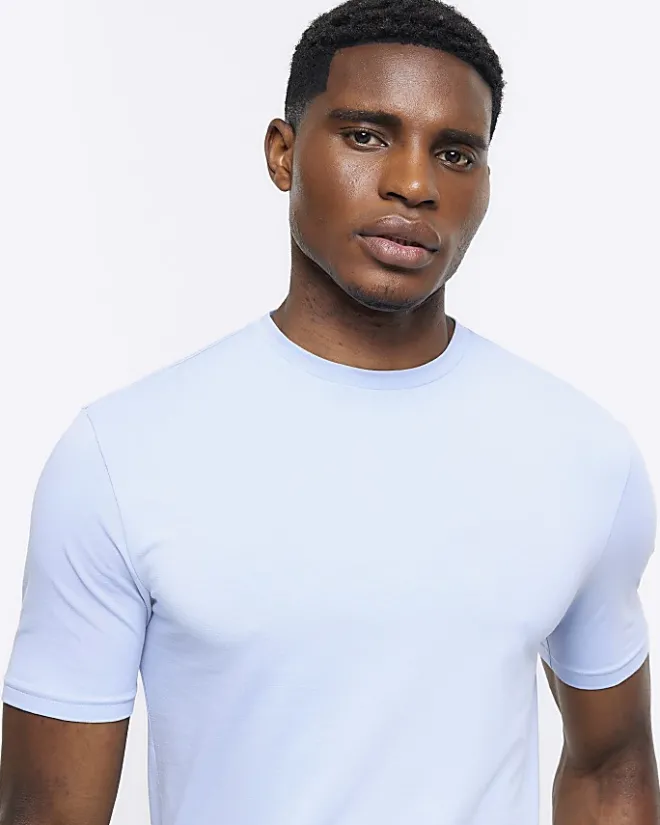 River Island muscle fit t-shirt Blue Hot