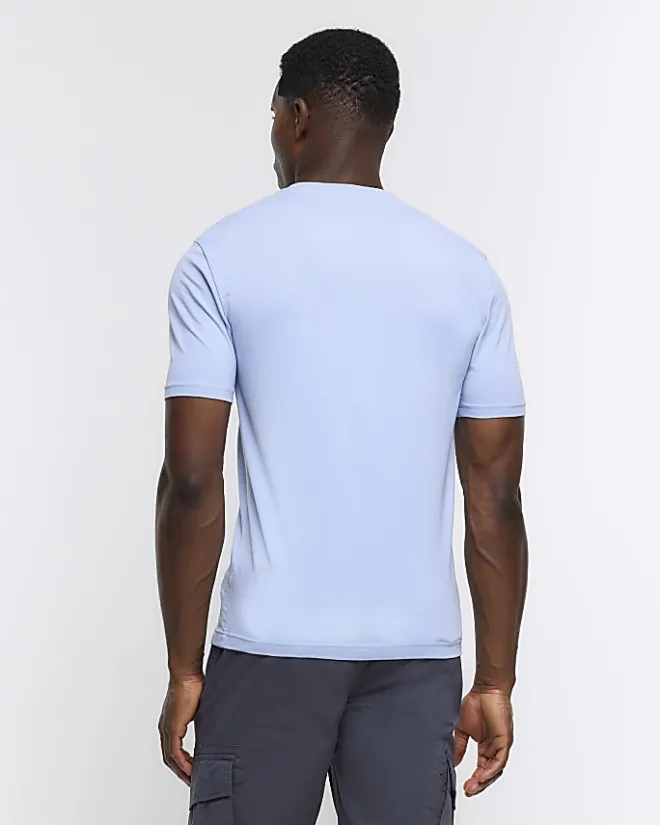 River Island muscle fit t-shirt Blue Hot