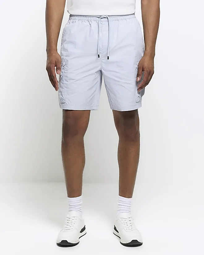 River Island regular fit cargo shorts Blue Outlet