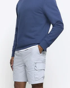 River Island regular fit cargo shorts Blue Outlet