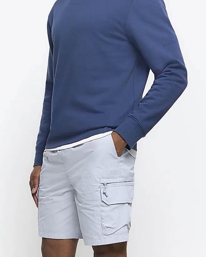 River Island regular fit cargo shorts Blue Outlet