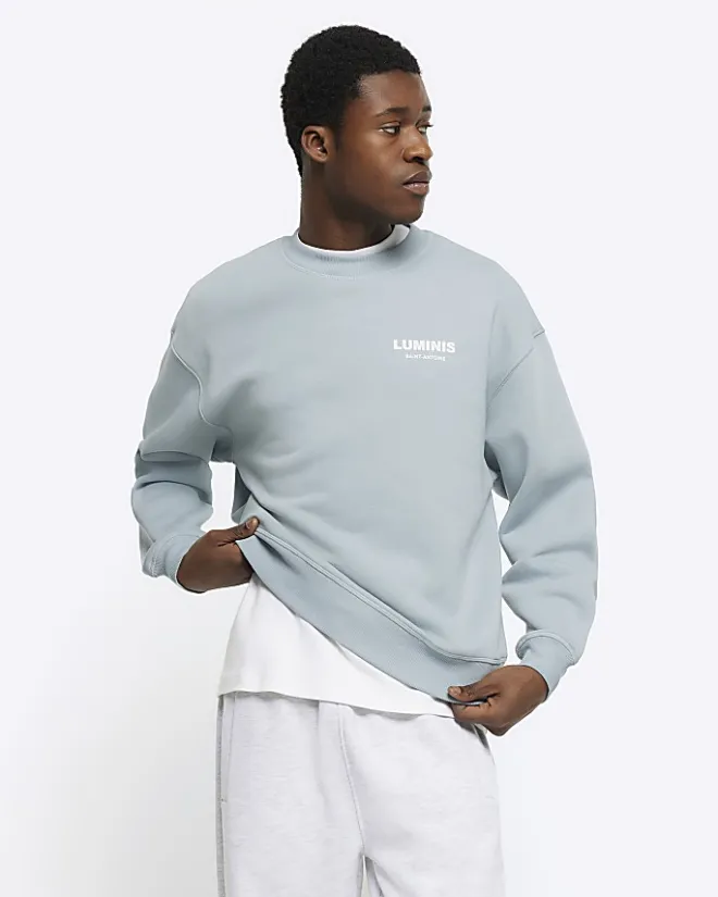 River Island regular fit graphic sweatshirt Blue Online
