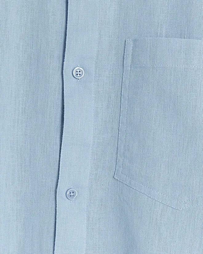 River Island regular fit linen blend shirt Blue Clearance