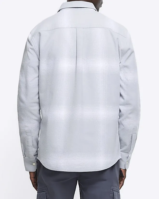 River Island regular fit plaid check shirt Blue Online