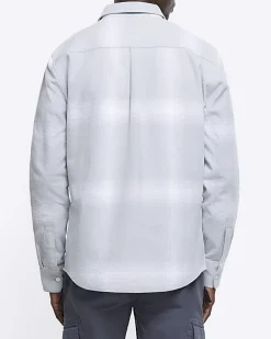 River Island regular fit plaid check shirt Blue Online