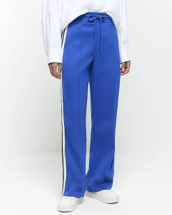 River Island side stripe wide leg joggers Blue Sale