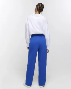 River Island side stripe wide leg joggers Blue Sale