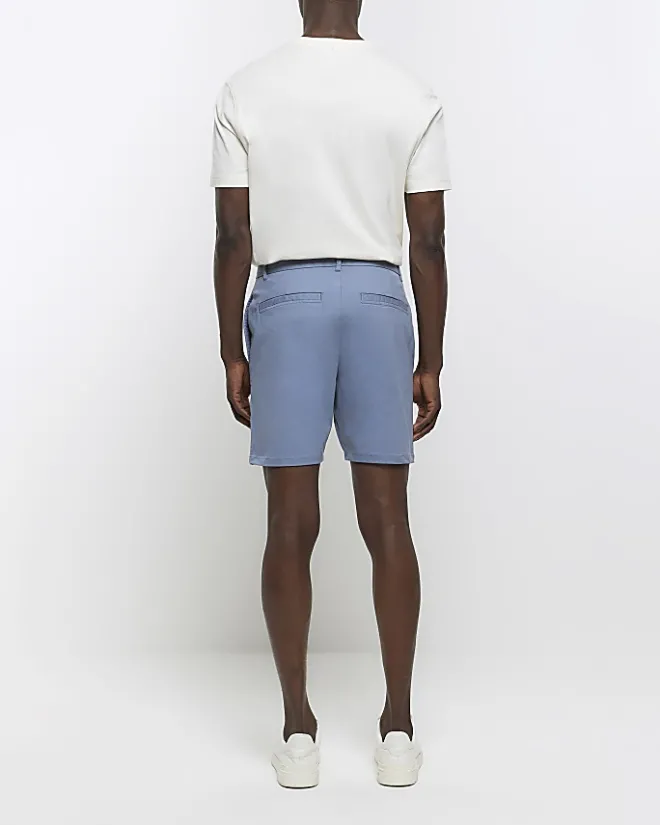 River Island skinny fit chino shorts Blue Discount