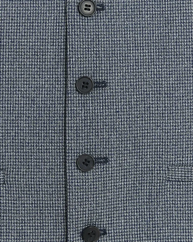 River Island skinny fit dogtooth waistcoat Blue Hot