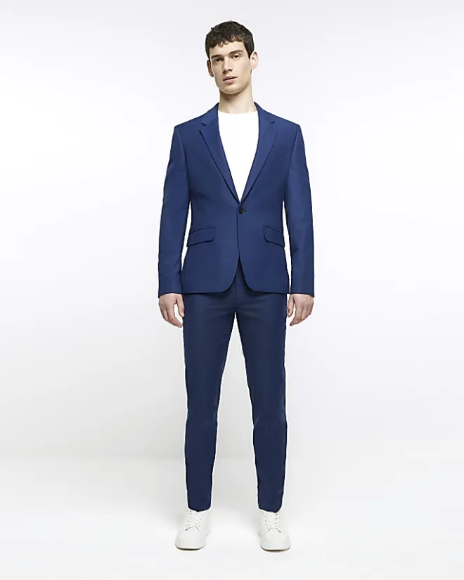 River Island skinny fit suit jacket Blue Best
