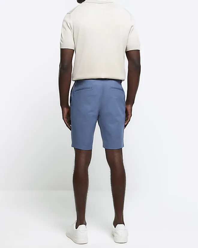 River Island slim fit chino shorts Blue Online
