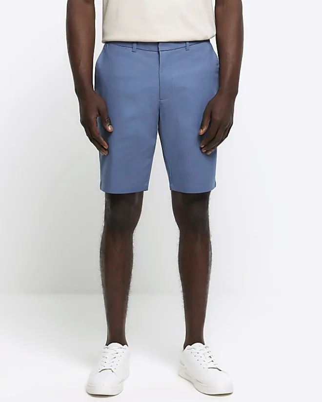 River Island slim fit chino shorts Blue Online