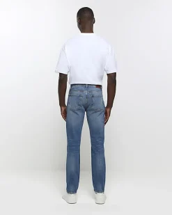 River Island Slim Fit Ripped Jeans Blue New