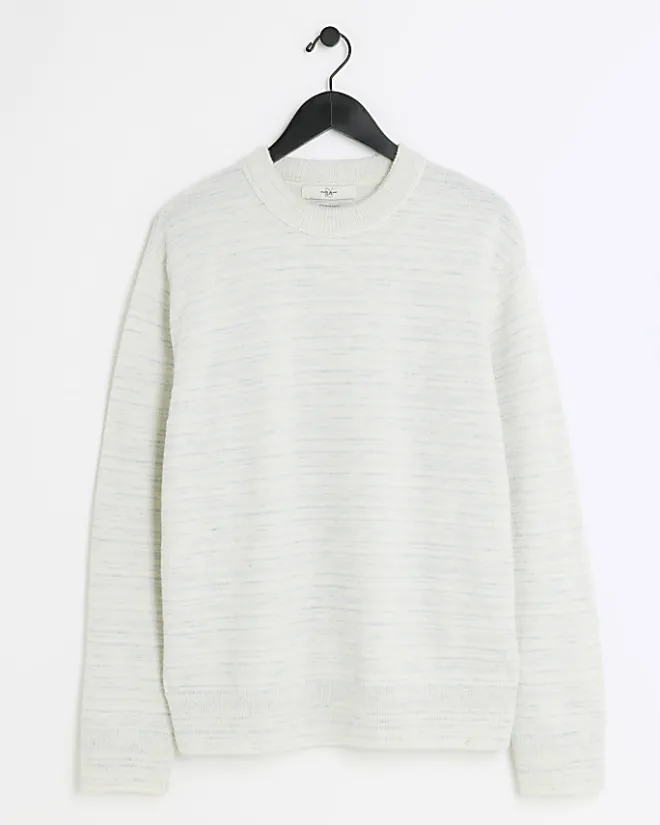 River Island slim fit wool blend crew jumper Blue Discount