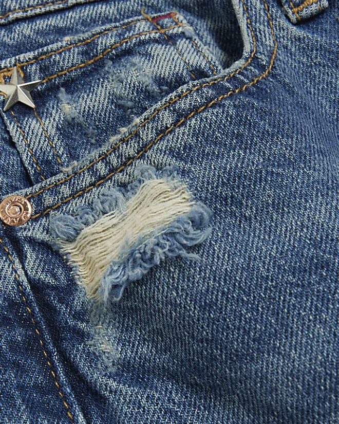 River Island stove pipe straight ripped jeans Blue Best