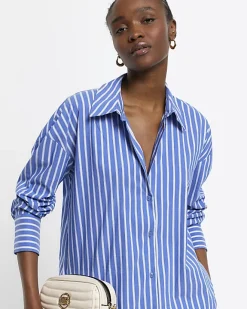 River Island stripe long sleeve shirt Blue Best