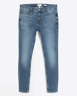 River Island super skinny spray on washed jeans Blue Online