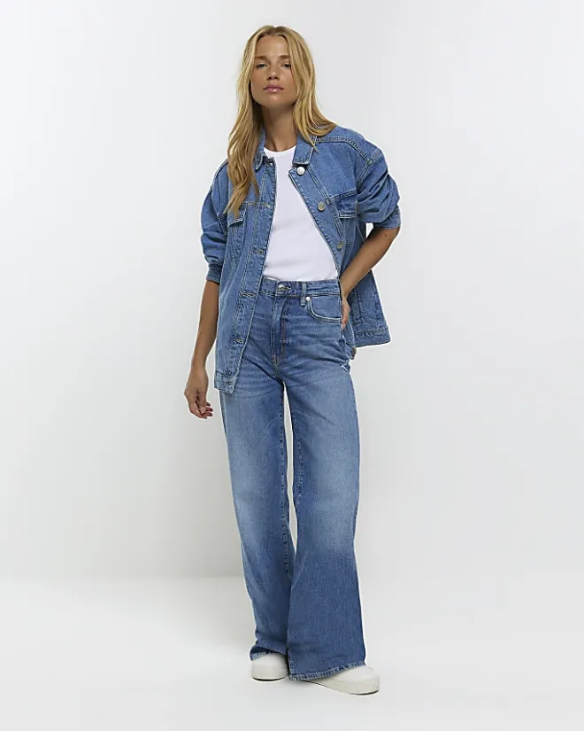 River Island trucker denim jacket Blue Discount