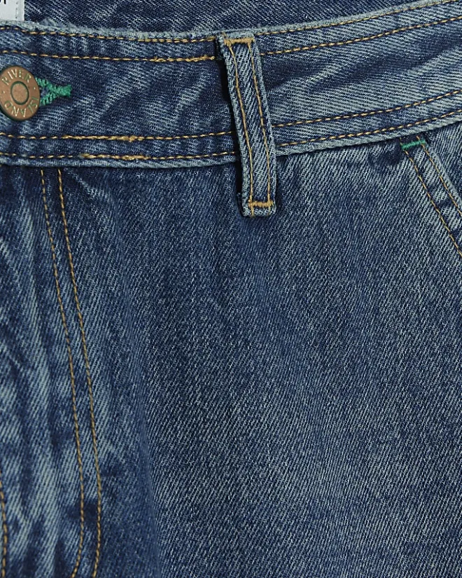 River Island wide leg cargo jeans Blue Clearance