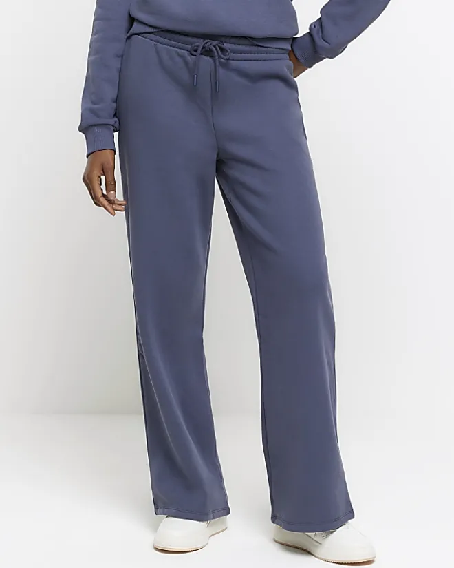 River Island Blue wide leg joggers Grey Outlet