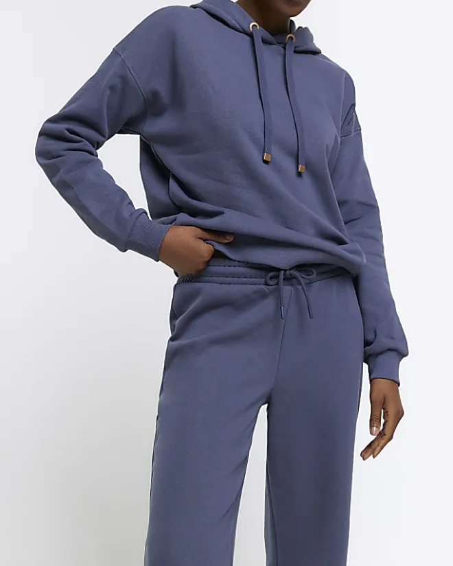 River Island Blue wide leg joggers Grey Outlet