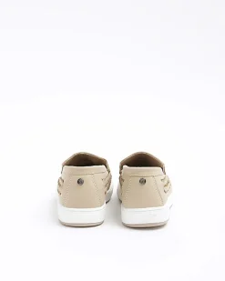 River Island Boys beige weave loafers Stone Fashion