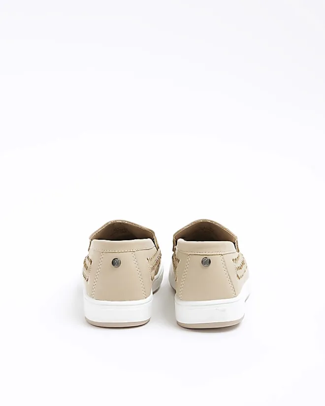 River Island Boys beige weave loafers Stone Fashion