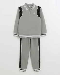 River Island Boys taped sweatshirt and joggers set Grey Hot
