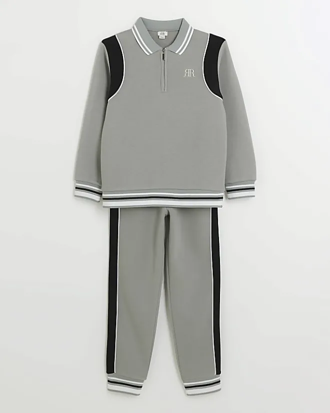 River Island Boys taped sweatshirt and joggers set Grey Hot