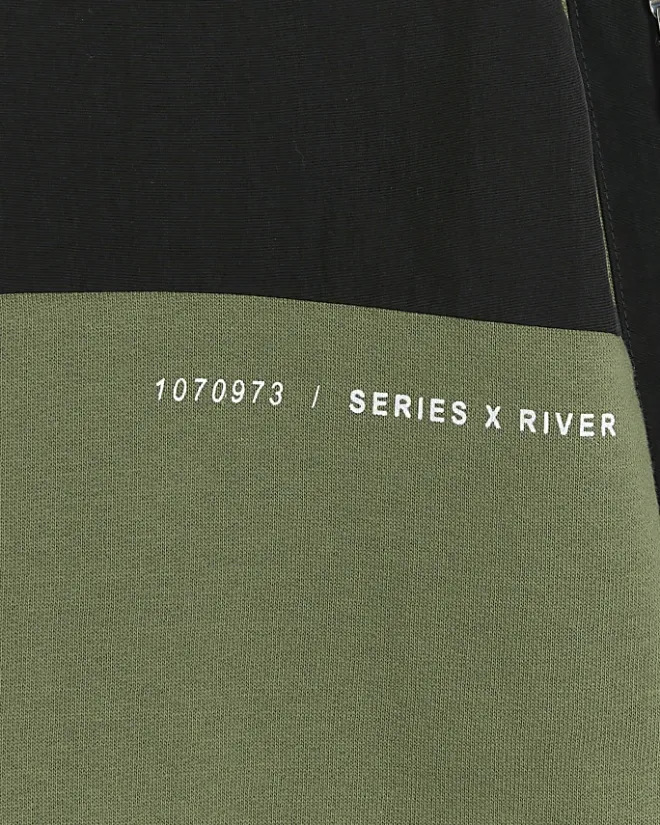 River Island Boys colour block funnel sweatshirt Khaki Outlet