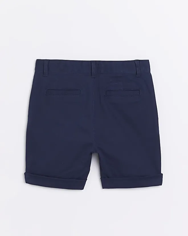 River Island Boys Stretch Chino Shorts Navy Clearance