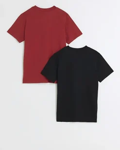 River Island Boys graphic t-shirt 2 pack Red Outlet
