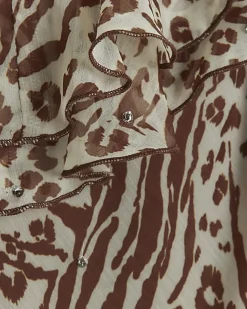 River Island animal print frill slip maxi dress Brown Fashion