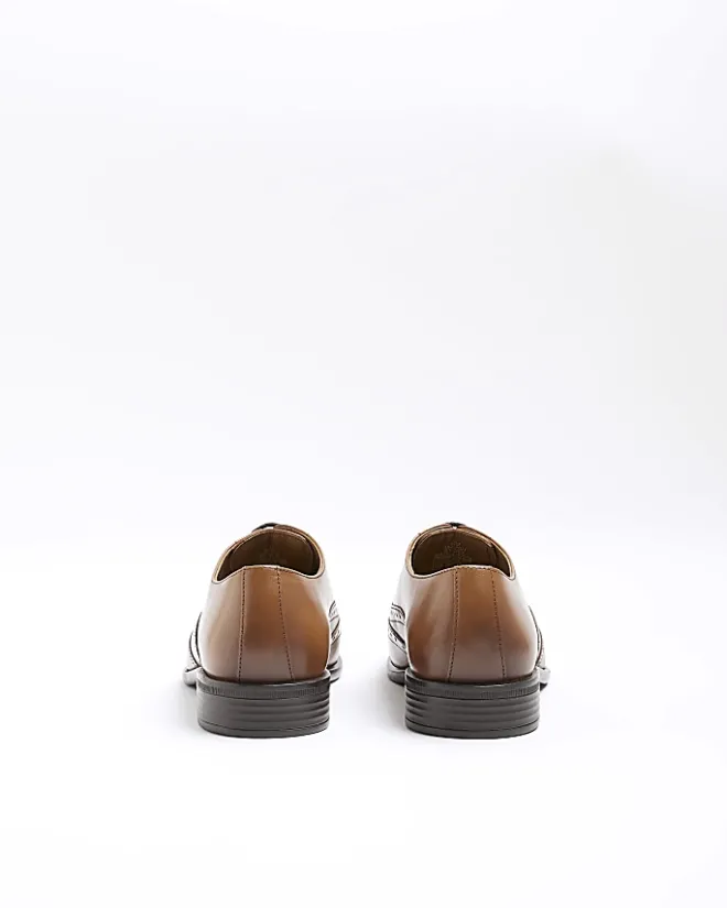 River Island brogue derby shoes Brown Online