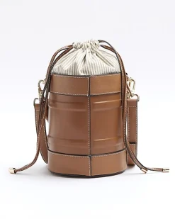 River Island bucket cross body bag Brown Fashion