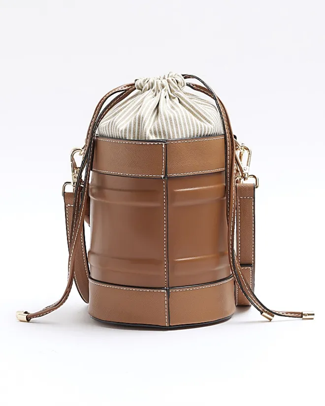 River Island bucket cross body bag Brown Fashion